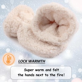 Peecabe Winter Warm Baby Mittens Infant Toddler Fleece Gloves for Boys and Girls Cozy Mittens Set 0-24 Months (White, 0-12 Months)