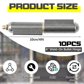 Zonon 10 Pcs 4 Inch BBQ Smoker Bullet Weld on Bullet Hinge Carbon Steel Weldable Barrel Hinges Heavy Duty Weld on Hinge Detachable Gate Door Hinge for Swing Door Trailer Ramp