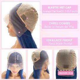 Valiilo 14 Inch Blue Bob Wig Human Hair 13x4 HD Lace Front Wigs Human Hair Pre Plucked with Baby Hair Glueless Bob Wig Human Hair 180% Density