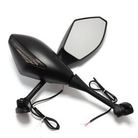 Black Motorcycle Side Rear View Mirrors with Turn Signal for Sport Bike Honda CBR600RR 2003-2011 CBR1000RR 2004-2007(Scrub Black+Clear Lens)