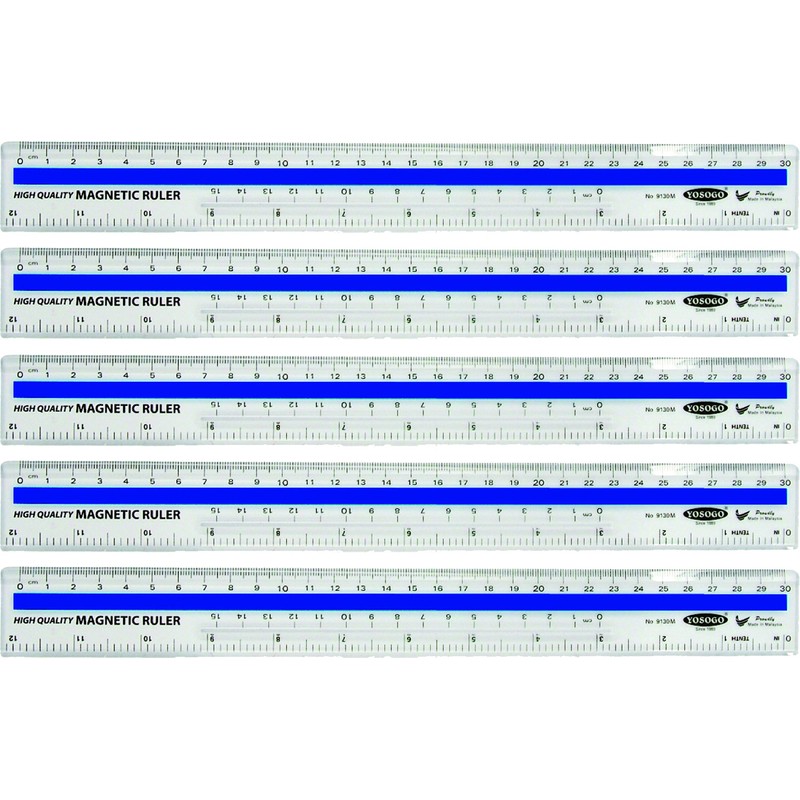 YOSOGO - Regla magnética transparente de plástico de 30 cm,
