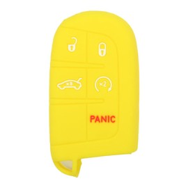 SEGADEN Silicone Cover Protector Case Holder Skin Jacket Compatible with Jeep Dodge Chrysler 5 Button Smart Remote Key Fob 4+1 BTN CV4750 Yellow