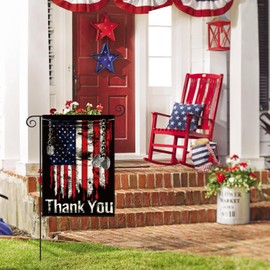 AVOIN colorlife Memorial Day Thank You Garden Flag 12x18 Inch Double Sided, Military Soldiers Patriotic Yard Outdoor Decoration
