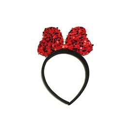 Occasions Gift Giving Girls Big Sequin Bow Knot Headband Party Hair Accessory (Red)