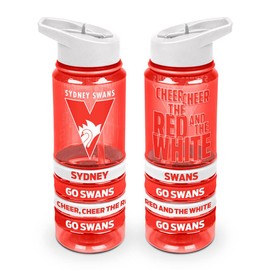 Sydney Swans AFL Tritan Drink Bottle with Wrist Bands and Flip-up Straw