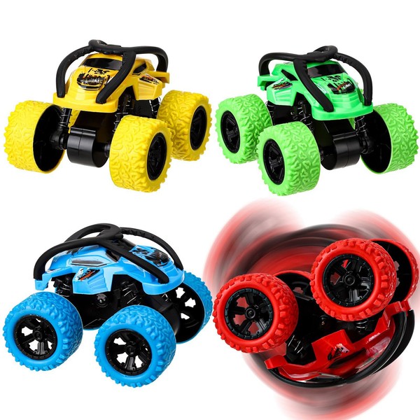 GSrenyu Monster Trucks, 4pcs Off-road Vehicles Pull Back Trucks, Inertia
