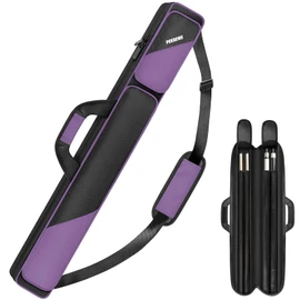 PEKREWS Estuche para tacos de billar 2x2, Estuche para palos de billar con capacidad para 2 palos con 2 bolsillos con cremallera, Bolsa de transporte para tacos de billar de poliéster resistente