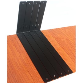 4 Pack - L 14" x H 8" x W1.5, 5mm Thick Black L Shelf Bracket, Iron Shelf Brackets, Metal Shelf Brackets, Floating Shelf, Shelf Supports with Screws