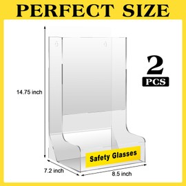 DoubleFill 2 Pcs Acrylic Safety Glasses Dispenser Safety Glasses Holder Clear Stand or Wall Organizer for Industrial Dental Lab Setting Eyewear Storage 8.5 x 7.2 x 14.75 Inch