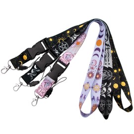 BKBKAAK 3 Packs Moon Breakaway Lanyards for Badge Holder, Keys, Wallets, Quick Release Buckle Detachable Lanyard, Cool Silky Neck Lanyard for Teacher, Student, Office