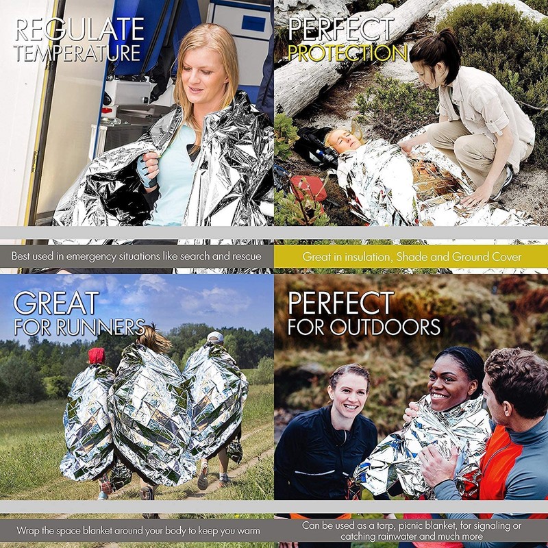 EVERLIT Survival Emergency Mylar Thermal Blankets -Space Blanket Survival kit