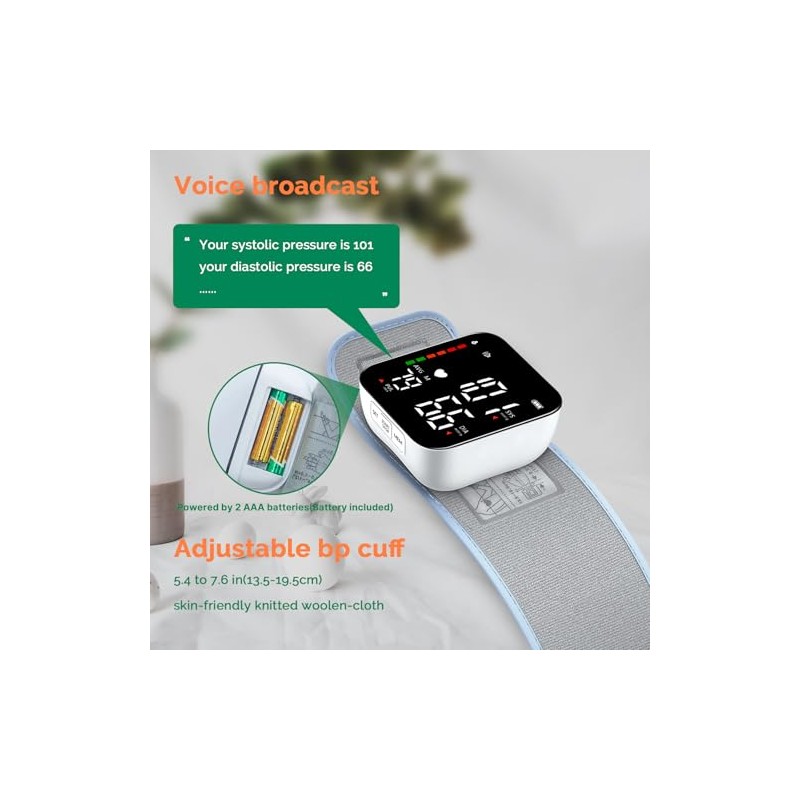 Greetmed Tensiómetro Automático Para Muñeca, Con Pantalla Led Digital, Con