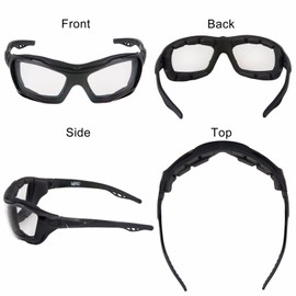 WYND Blocker Motorcycle Riding Glasses Extreme Sports Wrap Sunglasses (Black/Clear)