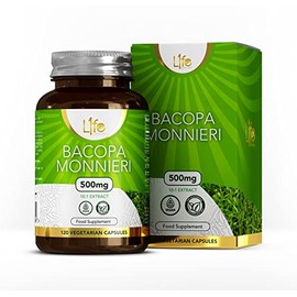LN Bacopa Monnieri Capsules | 120 Vegan Bacopa Supplements, High Strength Brahmi - 500mg per Capsule | Non-GMO, Gluten, Dairy & Allergen Free | Manufactured in The UK