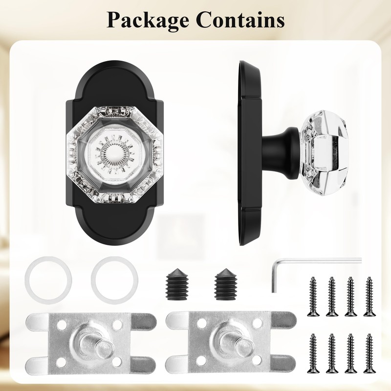 BonKuDoo 2 Pack Crystal Dummy Door Knobs, Inactive Glass Dummy