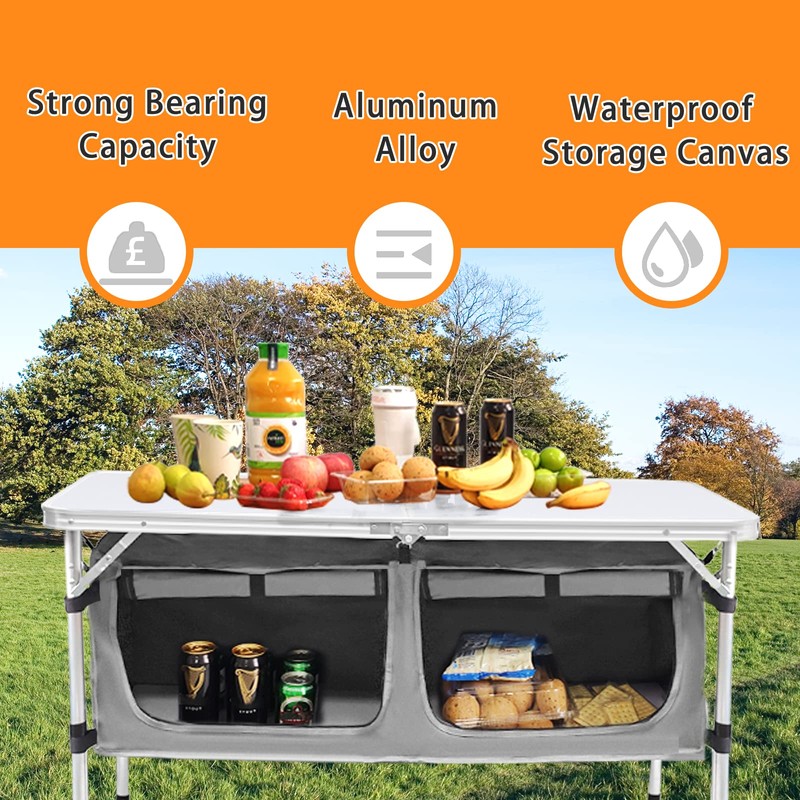 CampLand Outdoor Folding CampingTable with Aluminum Lightweight Height Adjustable with