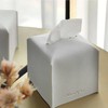 MUNSKT PU Leather Square Tissue Box, Modern White 5"X5"X5" Cube