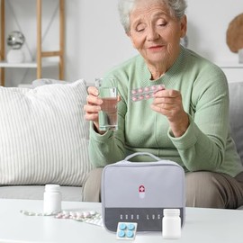 Botiquín De Primeros Auxilios Grande Portátil Gris, Bolsa Médica Resistente Separadores, Organizador De Medicamentos Para Viaje, Hogar, Coche y Emerge