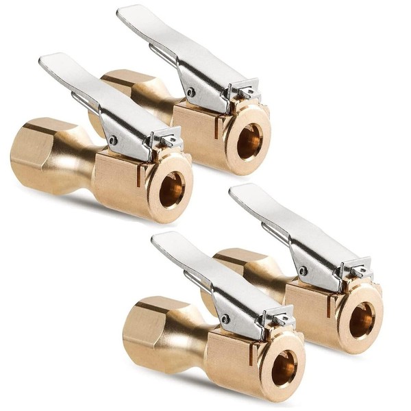 MACHSWON 4 Pcs Yellow Brass Air Chuck Open Flow Straight