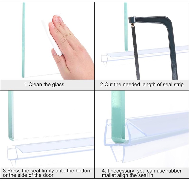 Westspark 2 Meters Bath Shower Screen Seal Strip, Soft Rubber