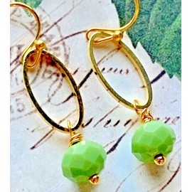 Green and Gold Dangle Earrings. Jewelry Earrings for Women #3298FE314