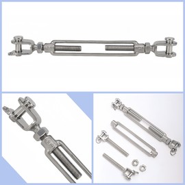 Turnbuckle Hook,4-PCS 5/16"Jaw & Jaw Turnbuckle,M8 Open Body Turnbuckles 304 Stainless Steel,Heavy Duty Turnbuckles 880lbs Working Load for Shade Sail,Cable Tightener,Boat and Wire Rope Cable Tension