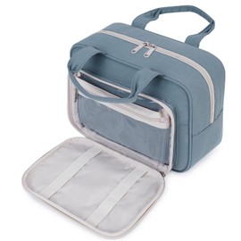 Full Size Toiletry Bag Large Makeup Bag Organizer Travel Cosmetic Bag for Women (Greyish Blue)