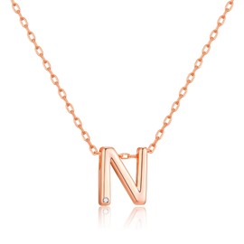 Philip Jones Rose Gold Plated Initial Necklace Letter N Created with Zircondia® Crystals