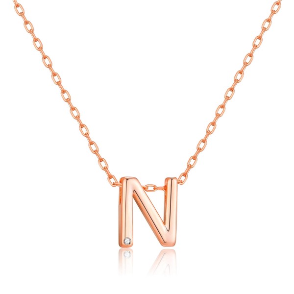 Philip Jones Rose Gold Plated Initial Necklace Letter N Created