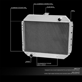 Performance Full Aluminum Cooling Radiator Compatible with 1968-1979 Ford F-100 F-150 F-250 Bronco 2-Row Core CU132 Engine Cooling Radiator