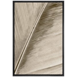 SIGNWIN Framed Canvas Print Wall Art Close Up Tropical Leaf Detail Nature Wilderness Digital Art Modern Art Decorative Minimal Rustic Colorful Zen for Living Room, Bedroom, Office - 16"x24" Black