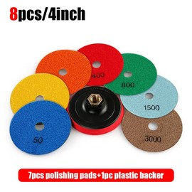 8PCS/Set 4 Inch Dry Polishing Pad Sharp Flexible 100mm Diamond Polishing Pads For Granite Marble Stone Concrete Sanding Disc