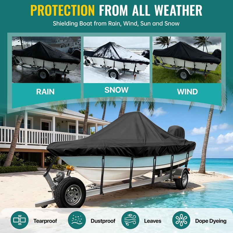 Center Console Boat Cover,20'-22'ft Waterproof 900D PU Heavy Duty Trailerable