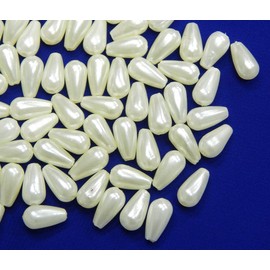 Cultured Pearls, Imitation Pearl, Wax Beads, Pack of 200, 10 x 6 mm Krem Drops, Artificial Pearls, for Wedding Party Decoration, Jewellery, Crafts