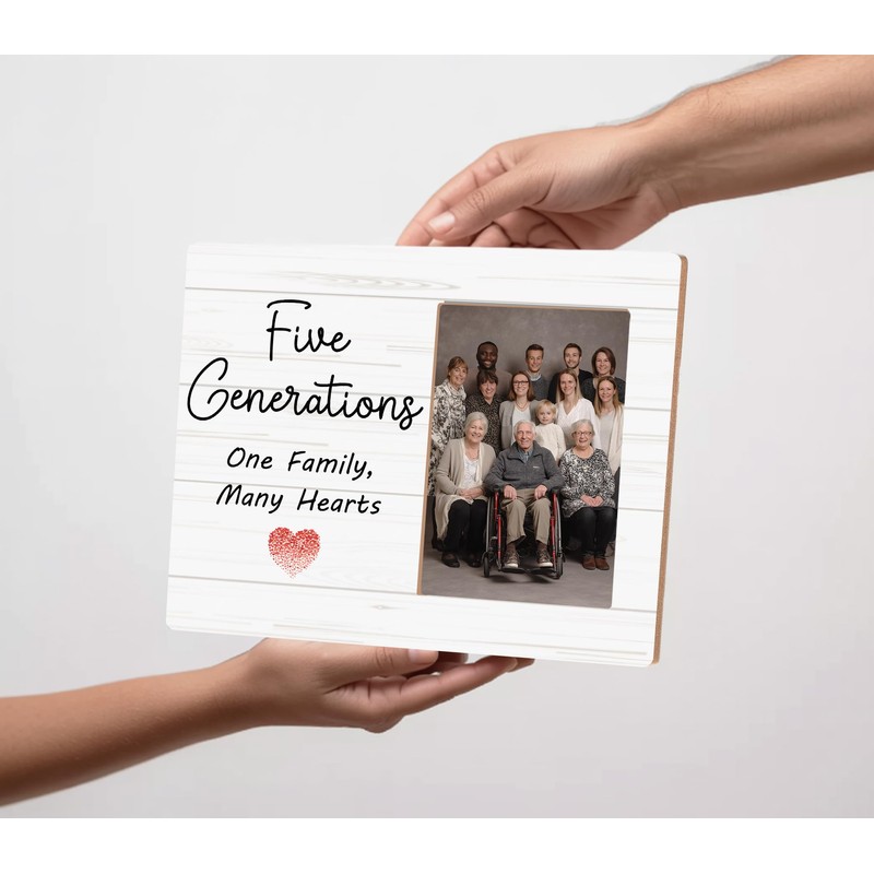 Five Generation Family Picture Frame,Five Generation One Family Many Hearts