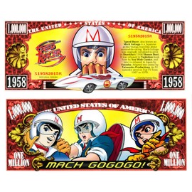 Anime Source Speed Anime Racer Vintage Japanese Cartoon Series Race Car Mach Gogogo Commemorative Novelty Million Bill with Semi-Rigid Protector