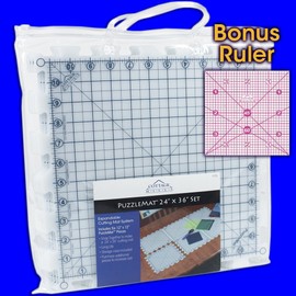 PuzzleMat 24” x 36” Rotary Cutting Mat Set – Includes 6 – 12” x 12” Pieces and Carrying Case. Perfect for the Quilter on the Go! ++ Bonus FREE 4” x 4” Acrylic Ruler, a $5.99 Value ++