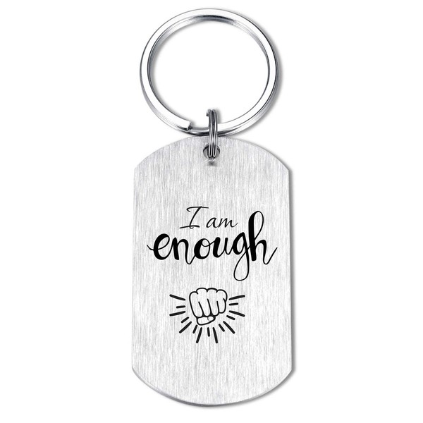 Resdink I Am Enough Keychain for Men Women Meaningful Powerful