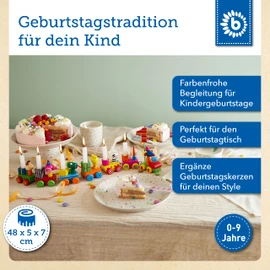 Bieco Geburtstagszug Holz - Safari Look 0-9 Jahre - Geburtstagszug Junge - Geburtstagszug Mädchen 1 Geburtstag Junge Geburtstagsring Holz Geburtstagsteller Geburtstagskranz Kerzen Geburtstagskerze