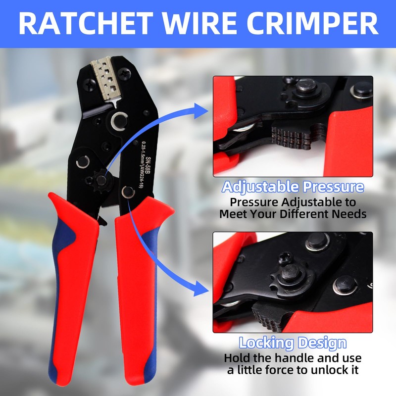 Wire Crimping Tool with Ratchetm, Ratcheting Wire Crimper Tool for
