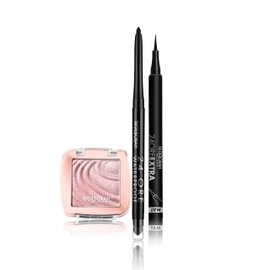 Deborah Milano Eyeliner-Set, 24 Stunden, automatisch, wasserfest, 01 Schwarz, Lidschatten Color Lovers 02 Delicate Rose, cremig, langer Halt und 24-Stunden-Eyeliner, extra matt