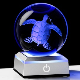 Movdyka 3D Crystal Ball Sea Turtle Figurine - Turtle Gifts for Lovers, Home Decor, Night Light, Birthday & Wedding Gifts