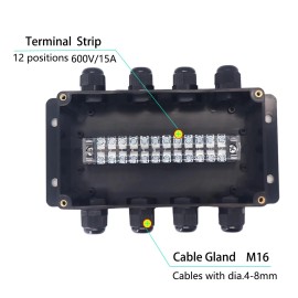 Yetlebox Watertight Junction Box IP67 Waterproof Electrical Project Box with 12P 15A B