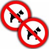 4 Pack No Dogs Allowed Round Sticker Signs - 85mm