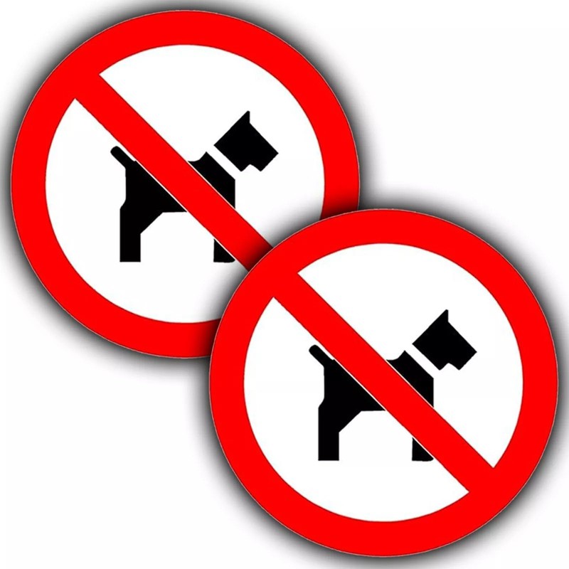 4 Pack No Dogs Allowed Round Sticker Signs - 85mm