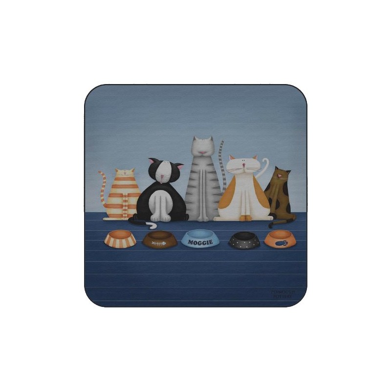 Plymouth Pottery - Hungry Cats Coasters - Set of 6