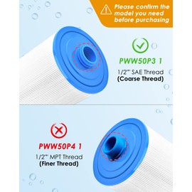 PACETAP 1 1/2" SAE Thread Screw in Spa Filter Replacement for Pleatco PWW50P3(NOT PWW50P4), for Unicel 6CH-940, for Filbur FC-0359, for Waterways 817-0050, 2 Pack Spa Hot Tub Filter for Viking