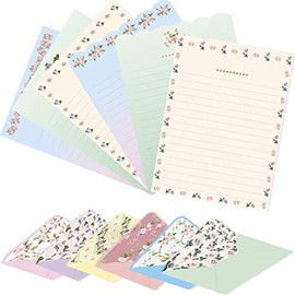 Ceiba Tree Papel de carta de papelería floral lindo (48 piezas) sobres forrados de 7.1 x 5.2 pulgadas (24 piezas) de doble cara para invitaciones