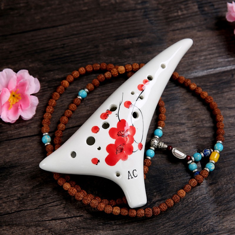 12 Holes Warped-tail Ceramic Ocarina Alto C Hand Painted Musical