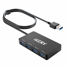 4-Port USB 3.0 Hub, High Speed 5Gbps Data Transfer Hub for Laptop, PC, MacBook - Portable Type-A Ports with 2ft Extended Cable